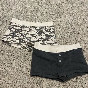 Brandy Melville Black and White Pajama Shorts Set